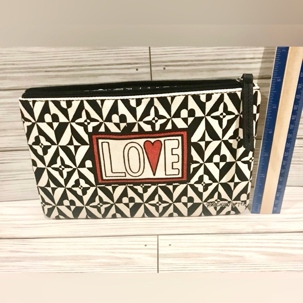 Authentic BRIGHTON Black and White LOVE jewelry/makeup bag NWOT - Picture 10 of 10